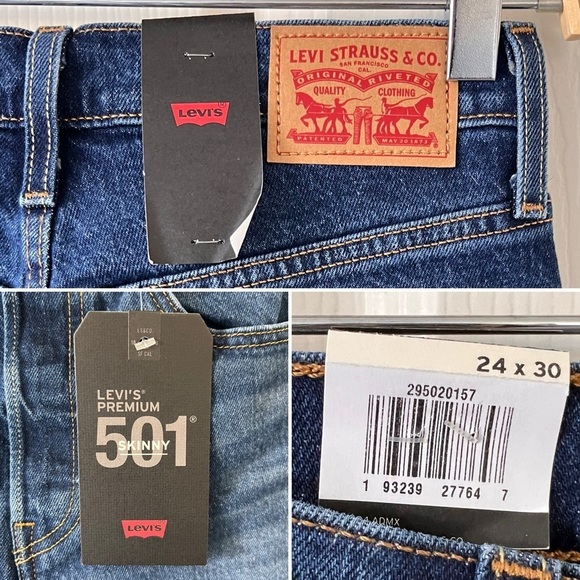 LEVIS 501 Dark Wash High Rise Skinny Jeans - Picture 11 of 12